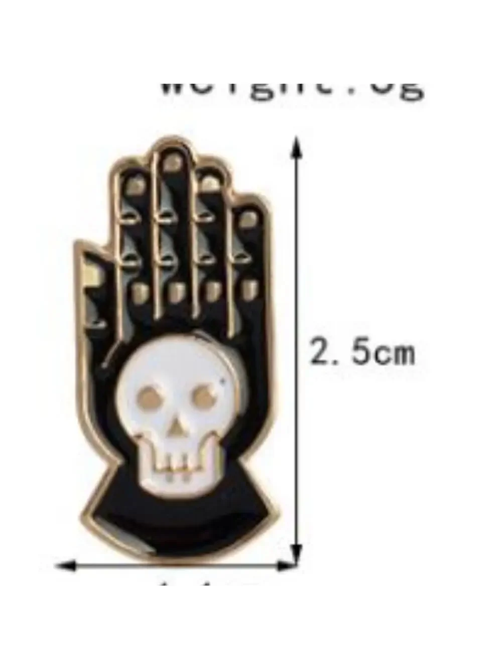 Black Hand White Skull Pin Brooch